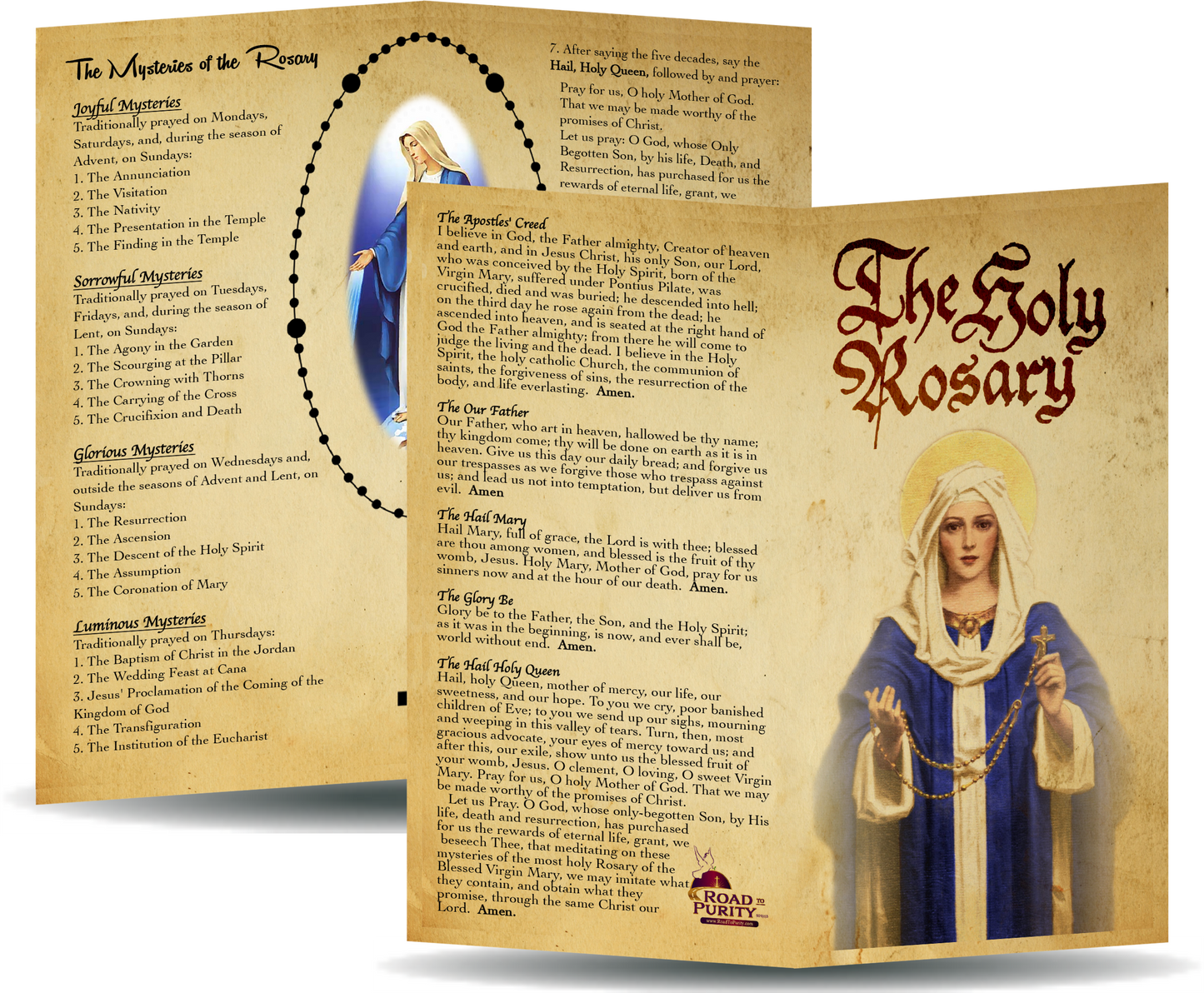 Holy Rosary - Prayer Card / 3x 6" folded (p) (c)