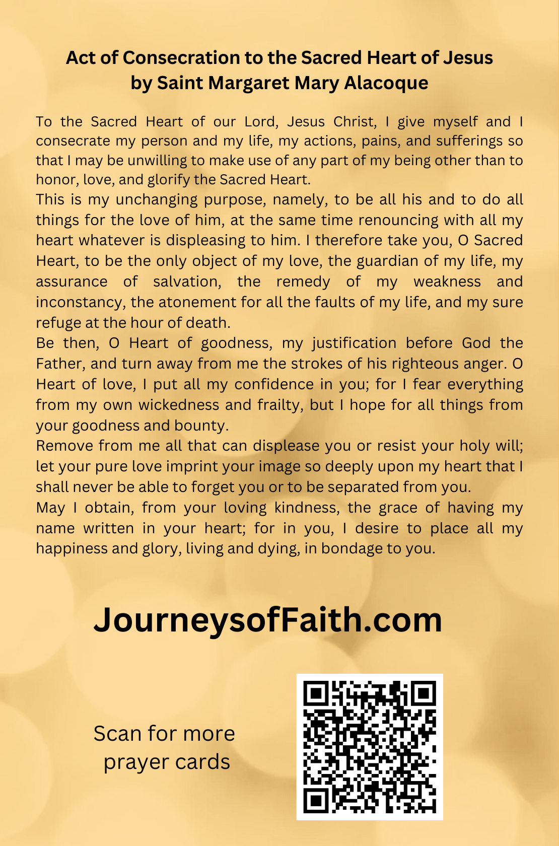 Act of Consecration to the Sacred Heart by Saint Margaret Mary Alacoque Prayer Cards - Bob and Penny Lord Journeys of Faith