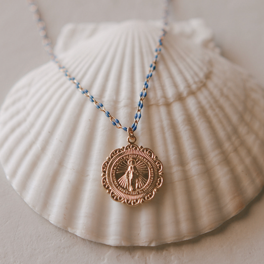 Filigree Miraculous Medal Necklace - Grotto Chain - Journeys of Faith