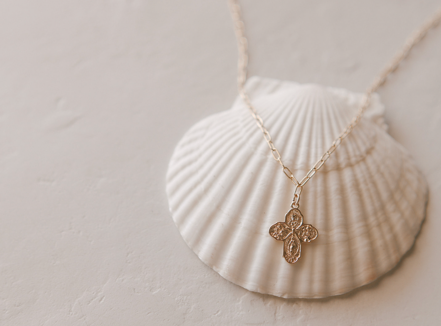 Four Way Cross Necklace - Paperclip Chain - Journeys of Faith