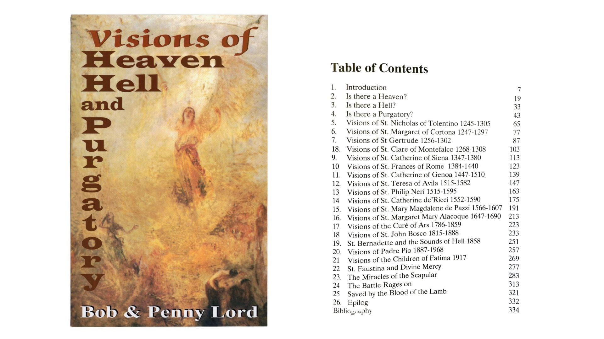 Visions of Heaven Hell and Purgatory Book - Bob and Penny Lord Journeys of Faith