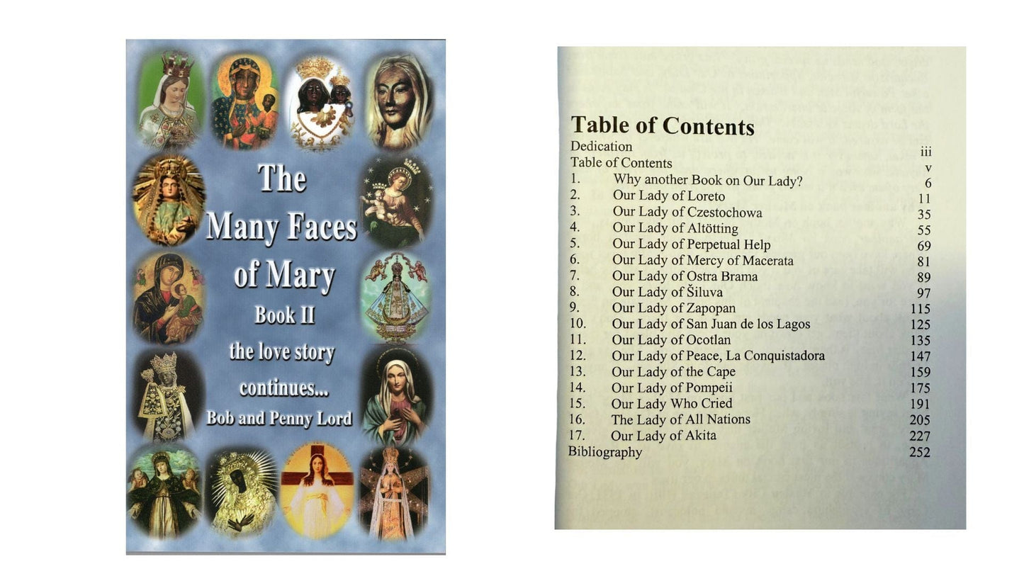 Many Faces of Mary Books 1 and 2 and The Rosary, The LIfe of Jesus and Mary Books Classic Free Shipping - Bob and Penny Lord Journeys of Faith