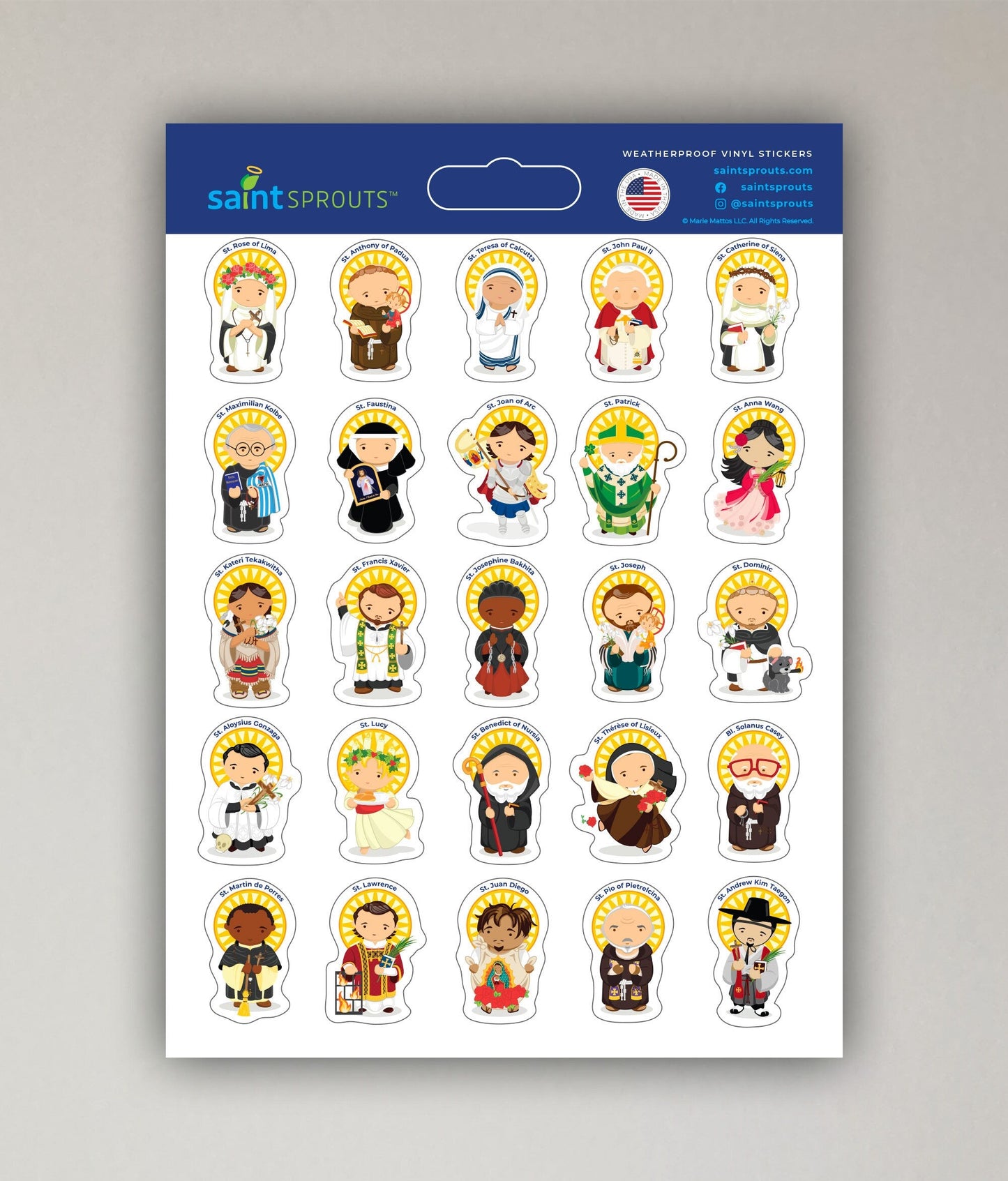 All Saints Sticker Sheet / Bullet Journal Saint Sticker Sheet: Version 1 - Journeys of Faith