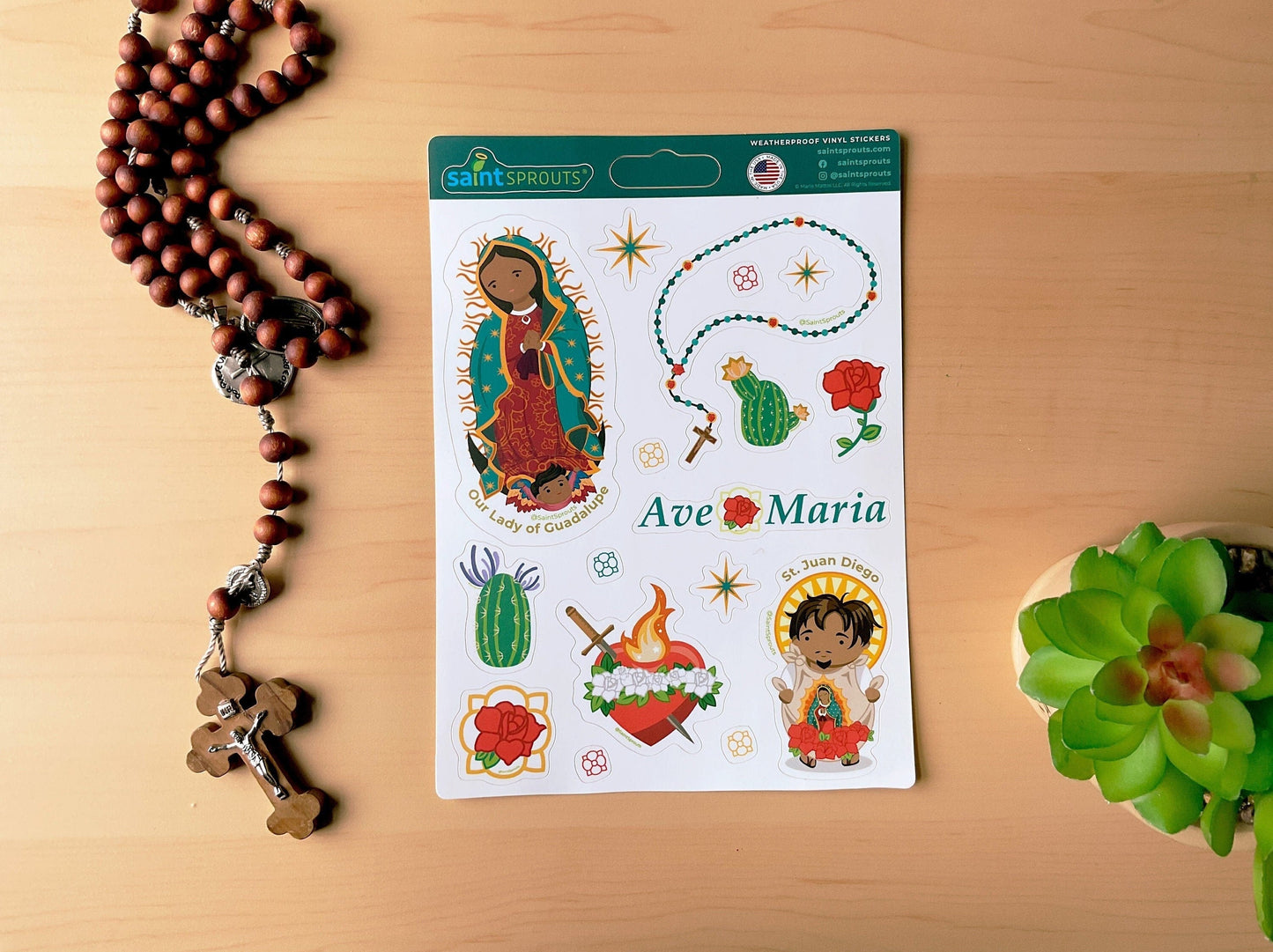 Our Lady of Guadalupe Sticker Sheet / Nuestra Señora de Guadalupe y San Juan Diego - Journeys of Faith