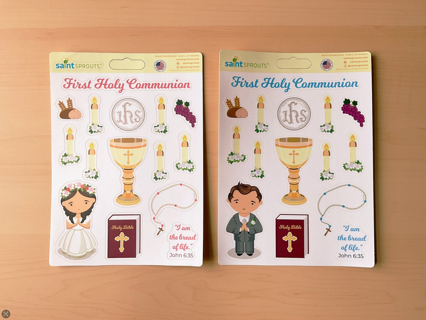 BUNDLE: Boy's and Girl's First Holy Communion Sticker Sheet - Journeys of Faith