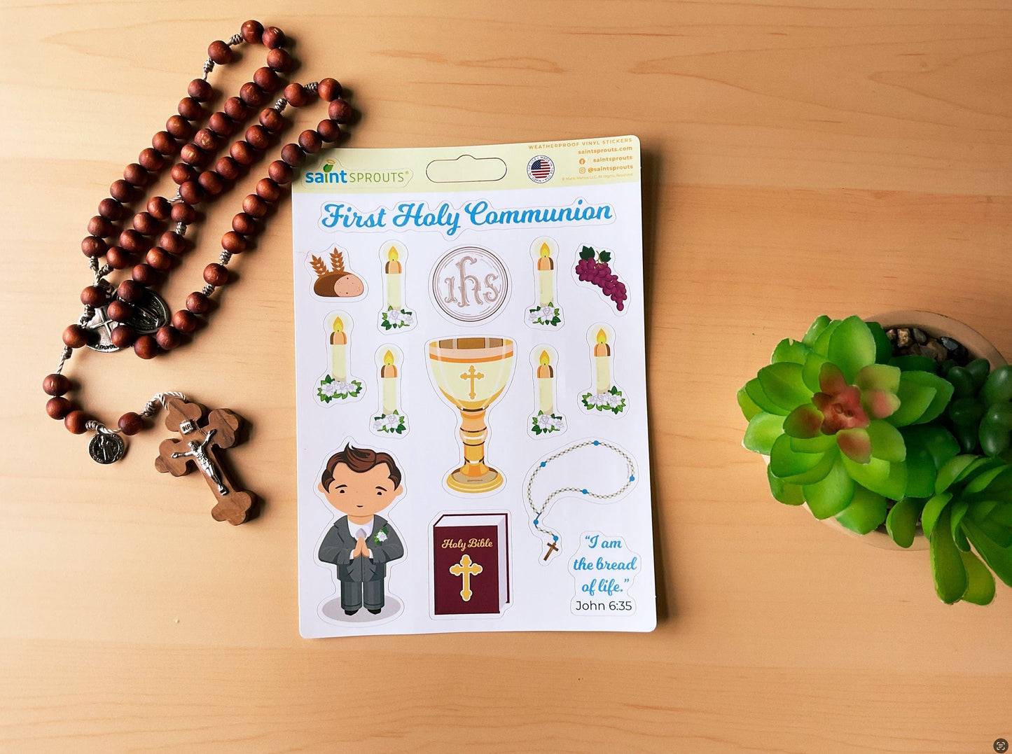 First Communion Sticker Sheet / Boy's First Holy Communion Sticker Sheet - Journeys of Faith
