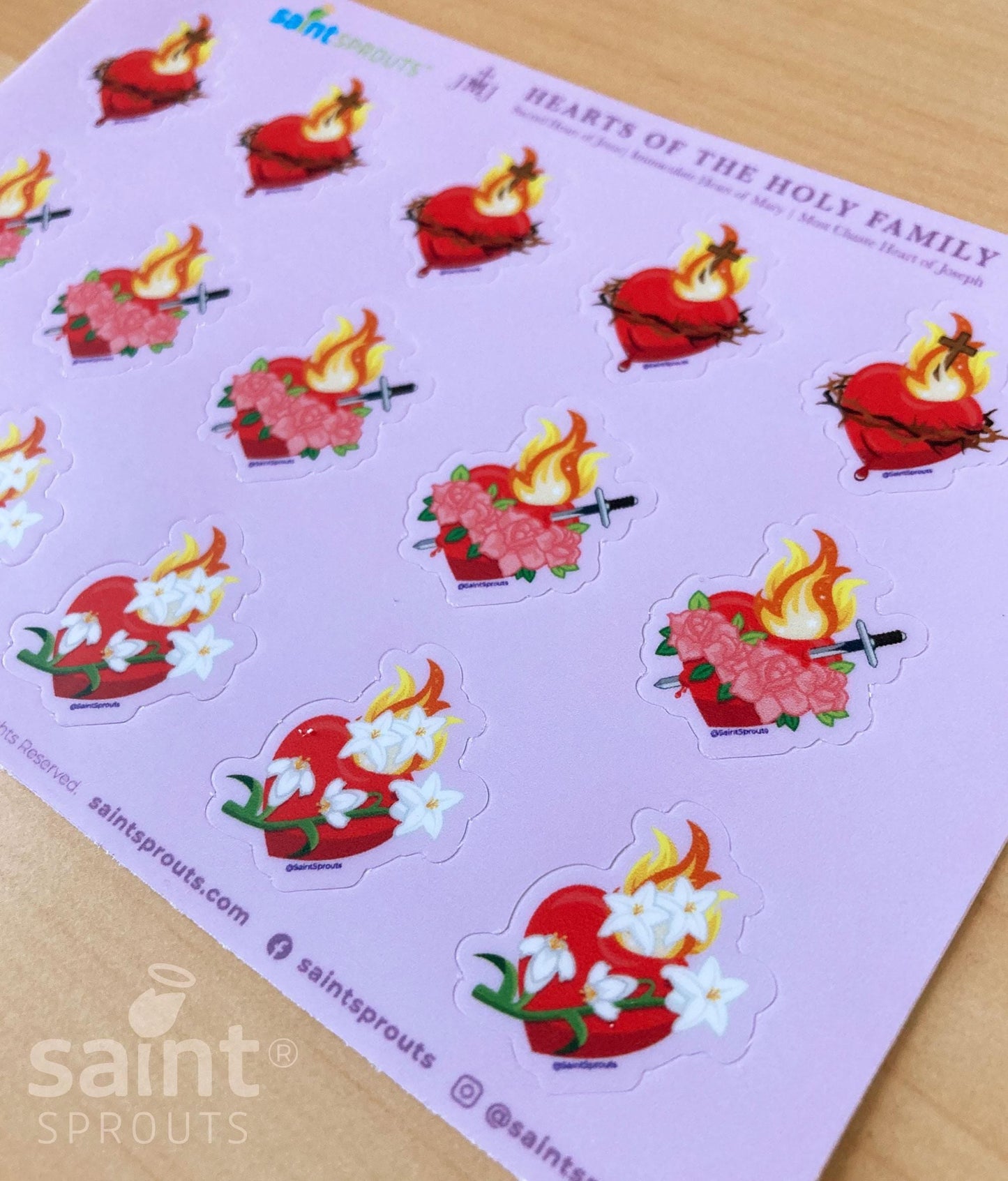 Sacred Hearts Vinyl Sticker Sheet / JMJ Sacred Hearts Sheet - Journeys of Faith