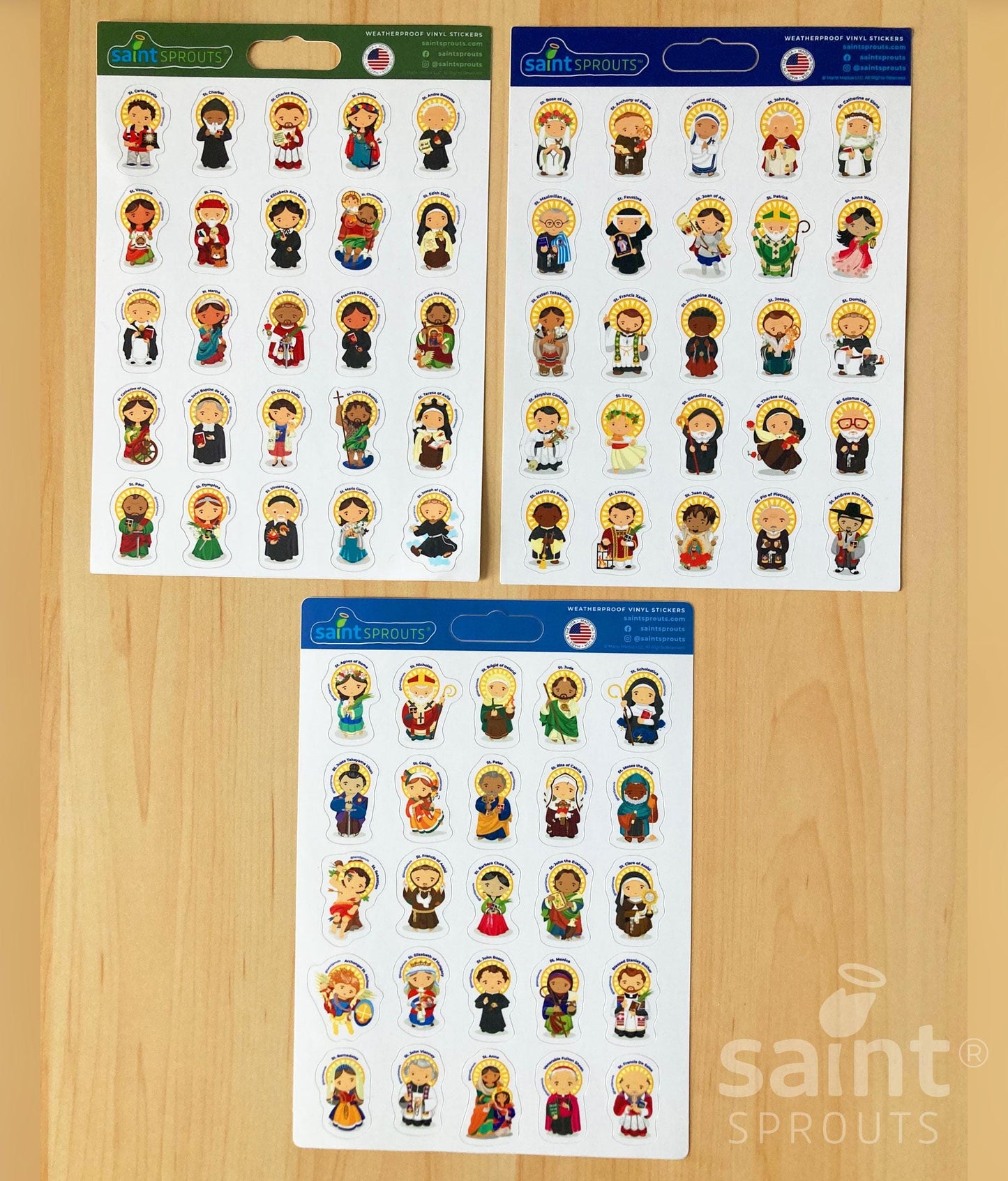 COMPLETE SET: 75 Saint Stickers Catholic Sticker Sheets: Versions 1, 2 & 3 - All Saints