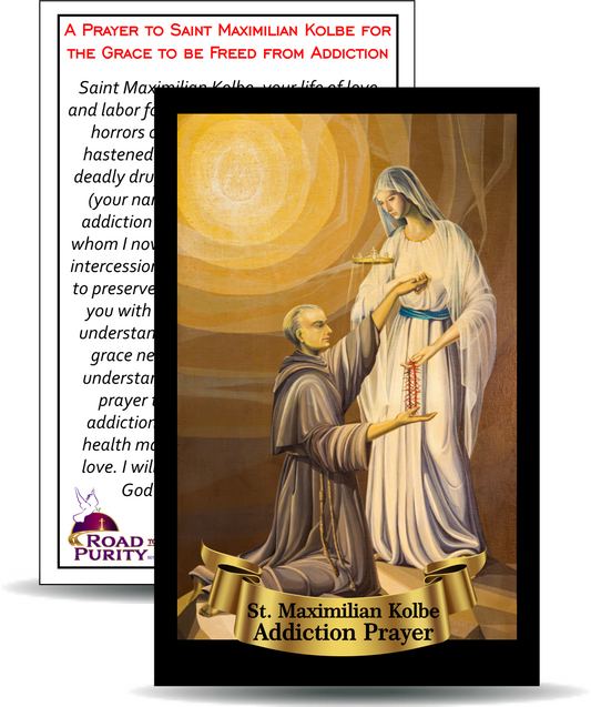 A Prayer to Saint Maximilian Kolbe for the Grace to be Freed from Addiction- Holy Card / 2 1/4"x 3 1/2" (b) (C) - Journeys of Faith