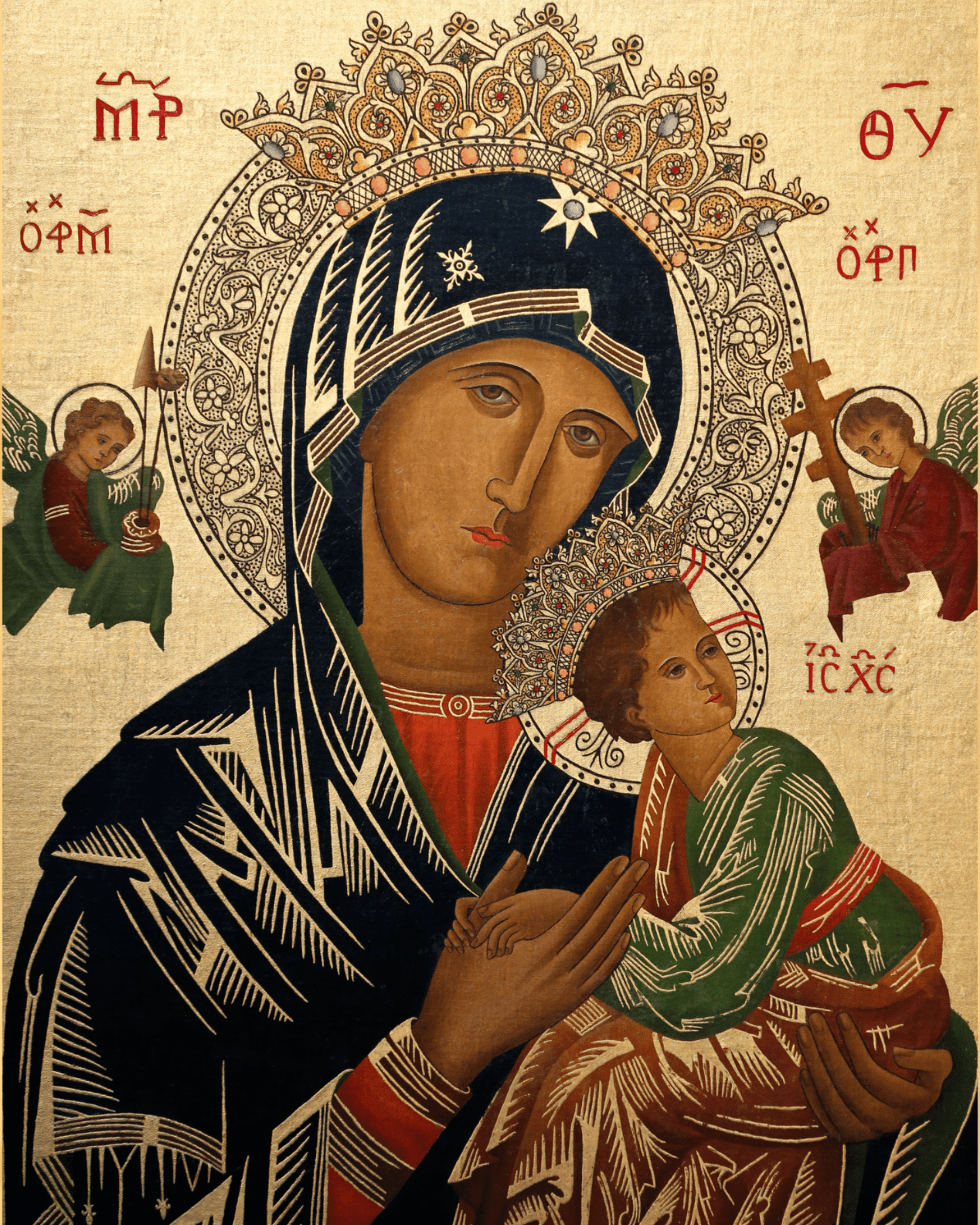 Image of an 8x10 print of Our Lady of Perpetual Help by Bob and Penny Lord, featuring a sacred religious icon with vibrant colors.