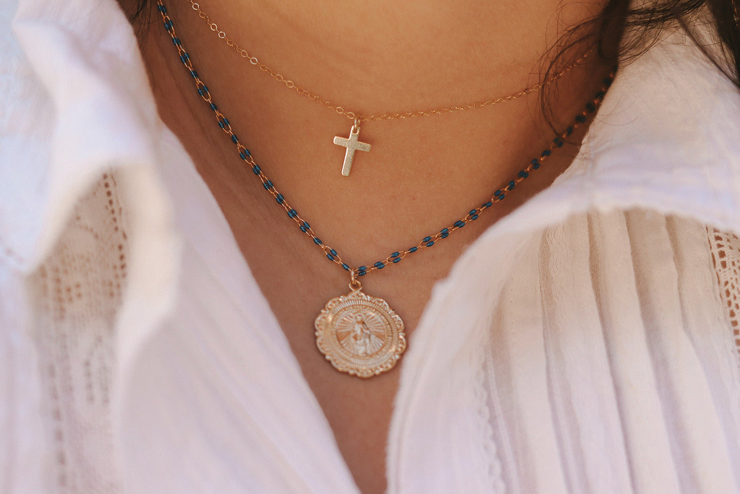 Filigree Miraculous Medal Necklace - Grotto Chain - Journeys of Faith