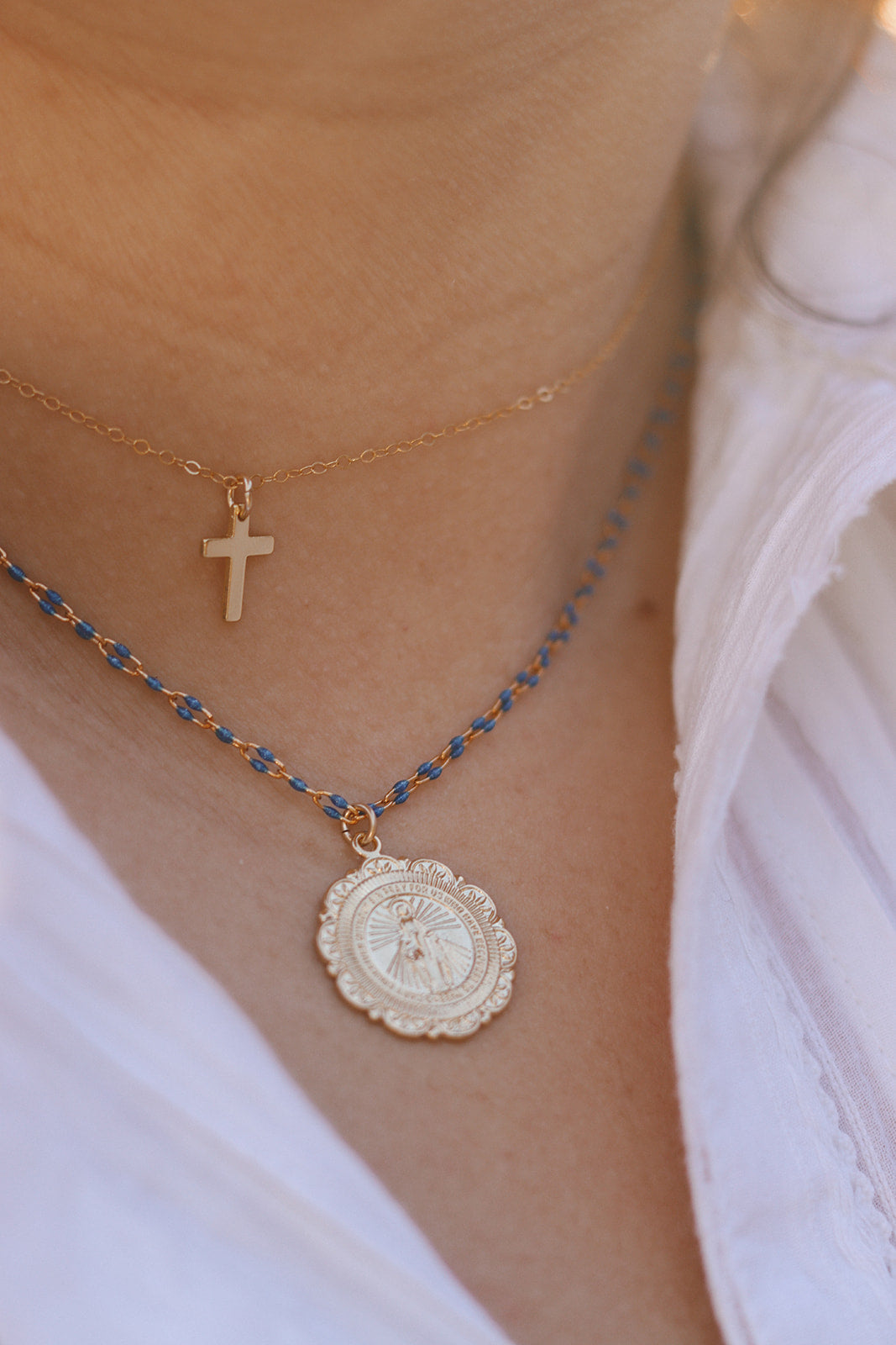 Filigree Miraculous Medal Necklace - Grotto Chain - Journeys of Faith