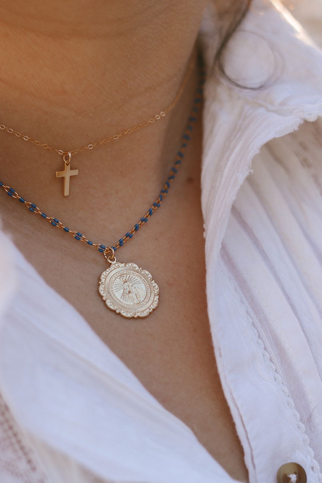 Filigree Miraculous Medal Necklace - Grotto Chain - Journeys of Faith