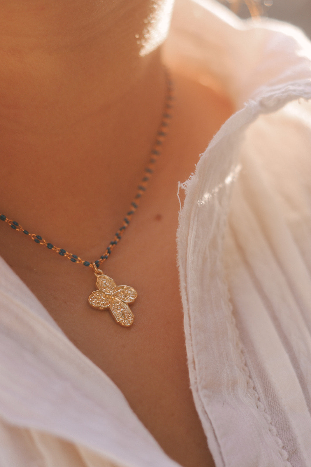 Four Way Cross Necklace - Grotto Chain - Journeys of Faith