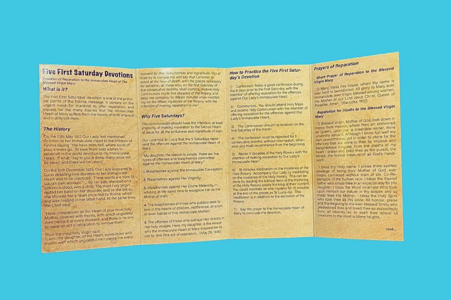 5 First Saturday Devotions Folded Prayer Card - Bob and Penny Lord