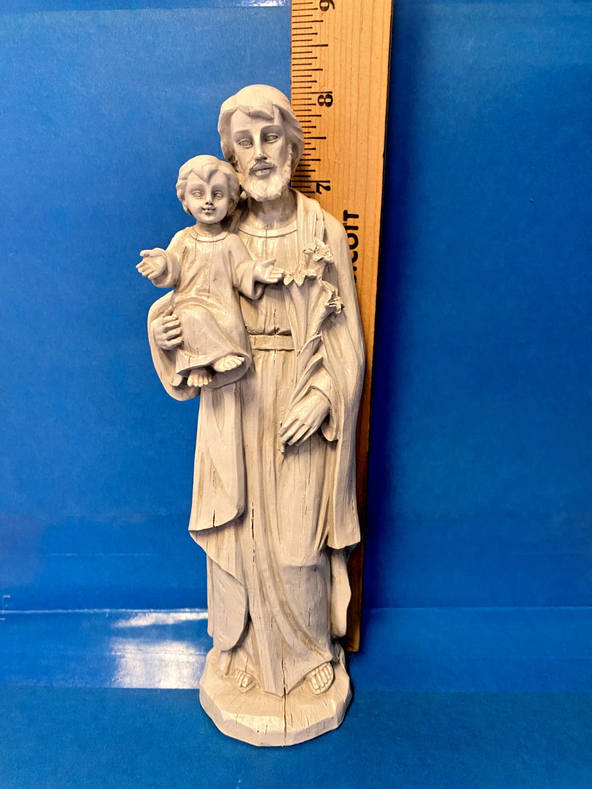 Saint Joseph with Child 8" Stone Finish Statue, New - Bob and Penny Lord