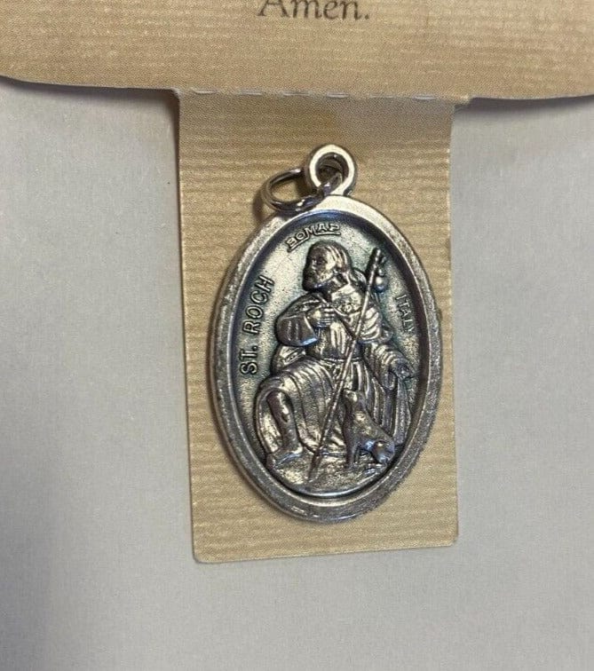 Saint Roch ( Patron of Plagues) Prayer Card + Medal, New - Bob and Penny Lord