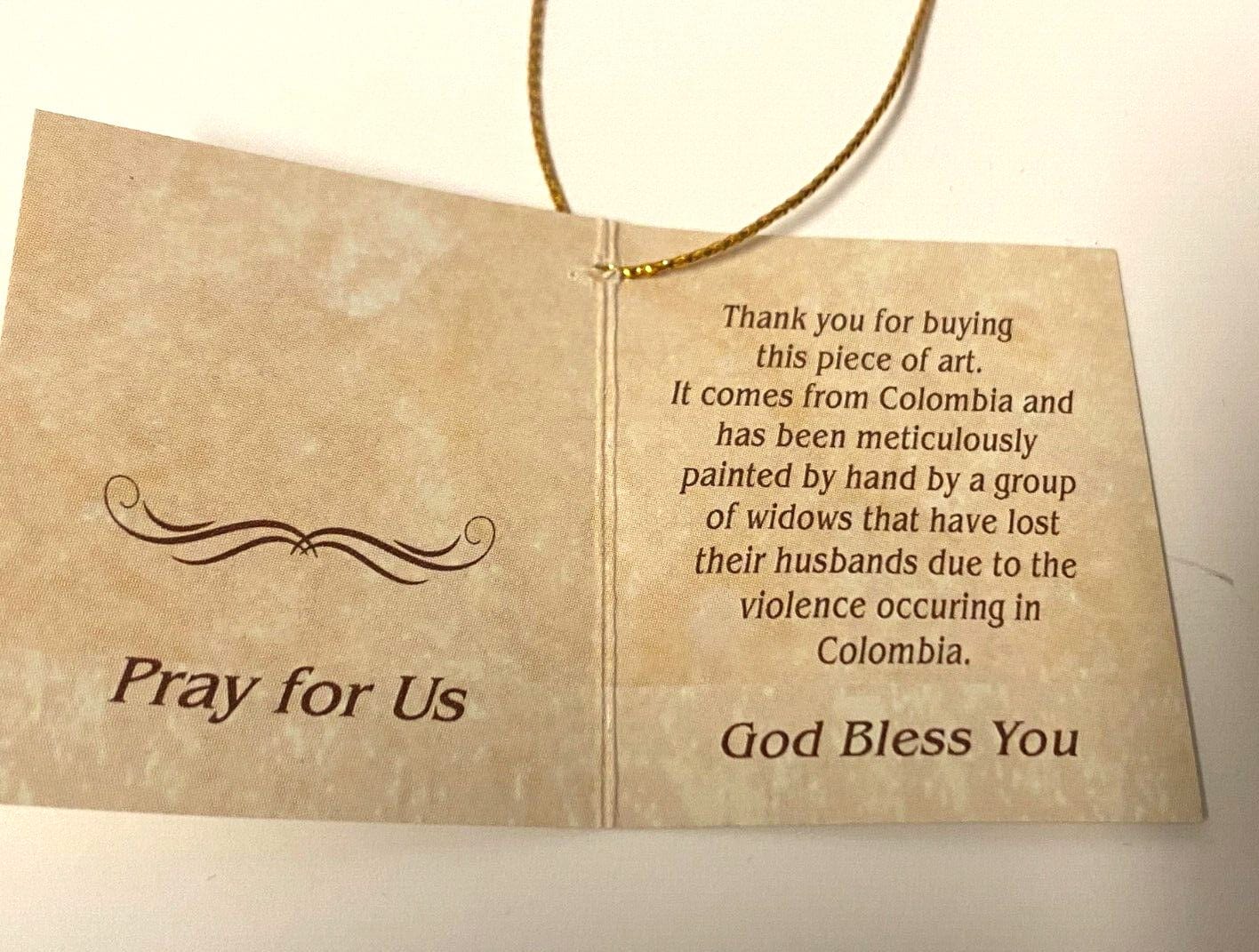 Large hand-painted Guardian Angel statue by Bob and Penny Lord, 13 inches tall, detailed religious collectible figure.