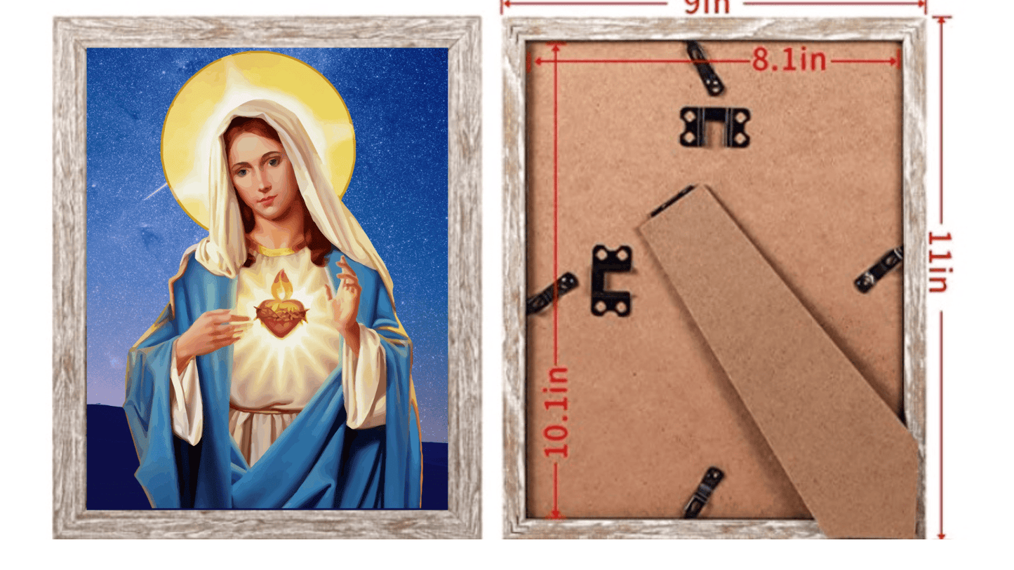 Immaculate Heart of Mary print by Bob and Penny Lord, 8x10 poster featuring a religious artwork with a sacred heart motif.