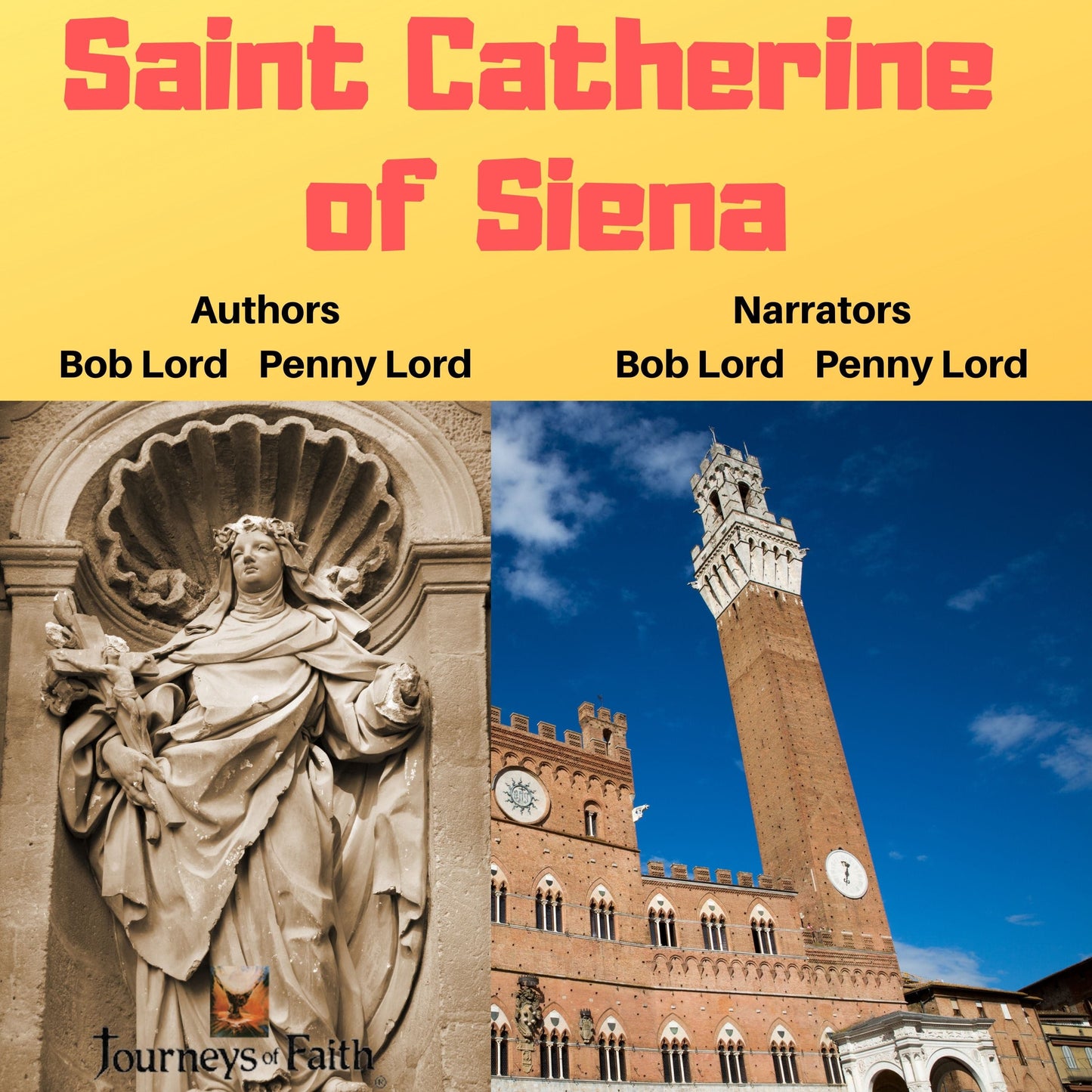 Audio CD of Saint Catherine of Siena by Bob and Penny Lord Ministry, featuring religious teachings and historic imagery.