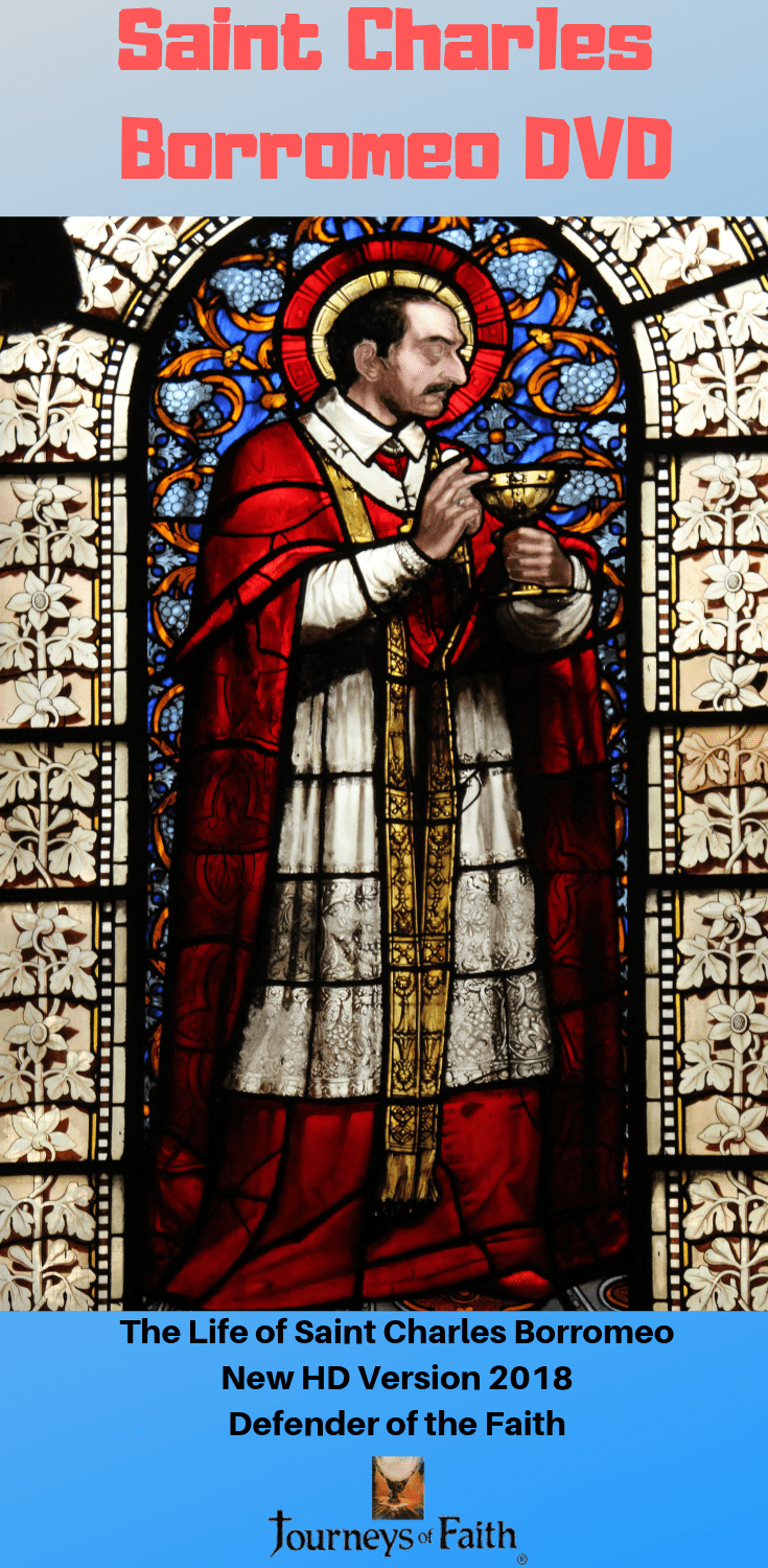 DVD of Saint Charles Borromeo by Bob and Penny Lord, featuring religious imagery and documentary cover art.