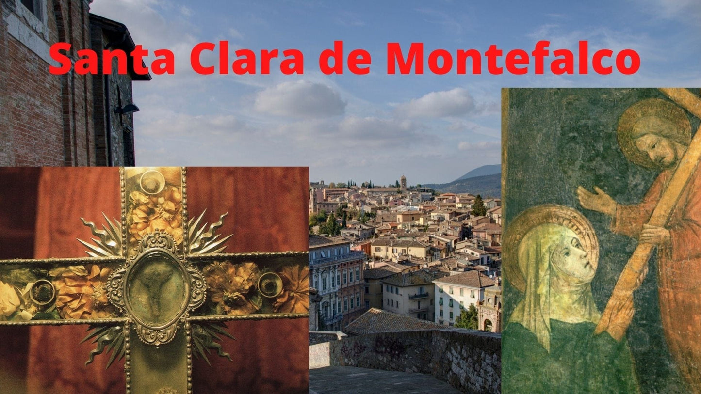 Espanol Santa Clara de Montefalco DVD by Bob and Penny Lord Ministry, featuring a scenic image related to the historic monastery.