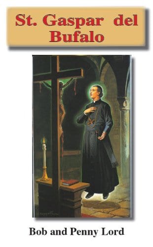 St. Gaspar Saint minibook by Bob and Penny Lord Ministry featuring a small, colorful religious book with Saint Gaspar's image on the cover.