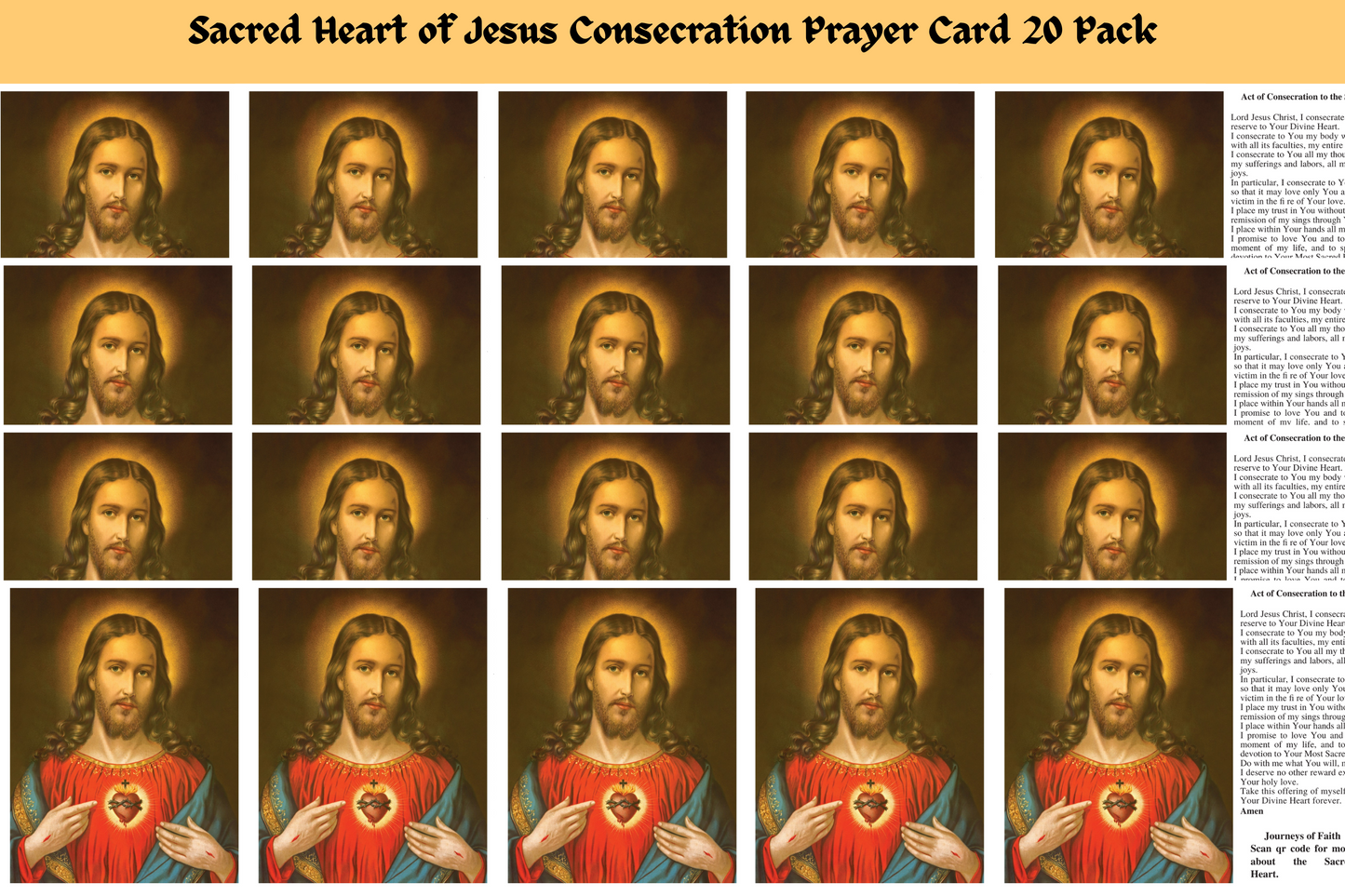 Sacred Heart of Jesus Consecration Prayer Cards Laminated - Bob and Penny Lord