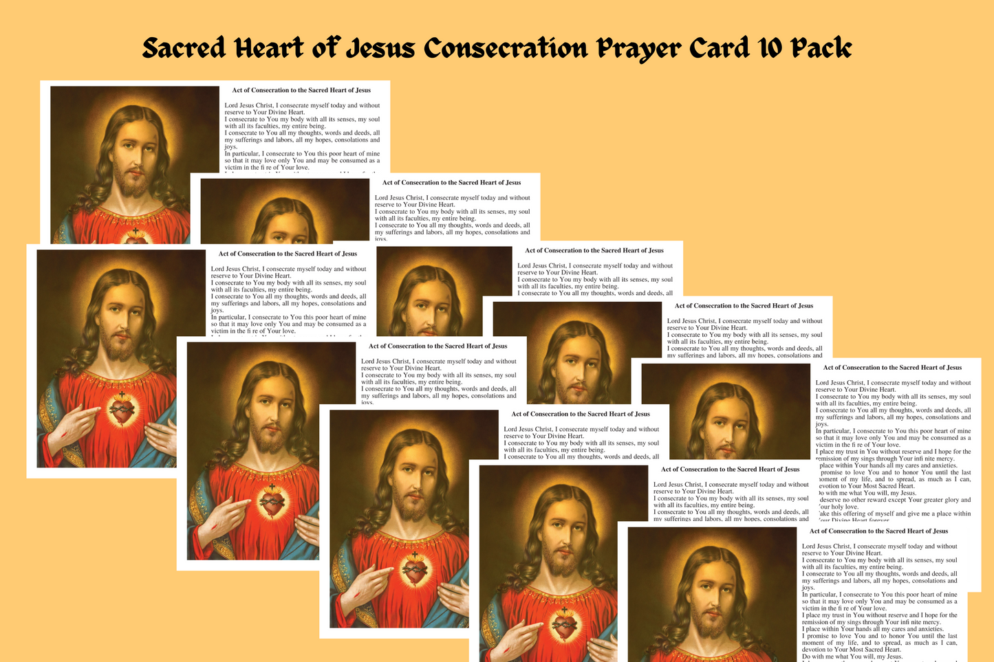 Sacred Heart of Jesus Consecration Prayer Cards Laminated - Bob and Penny Lord