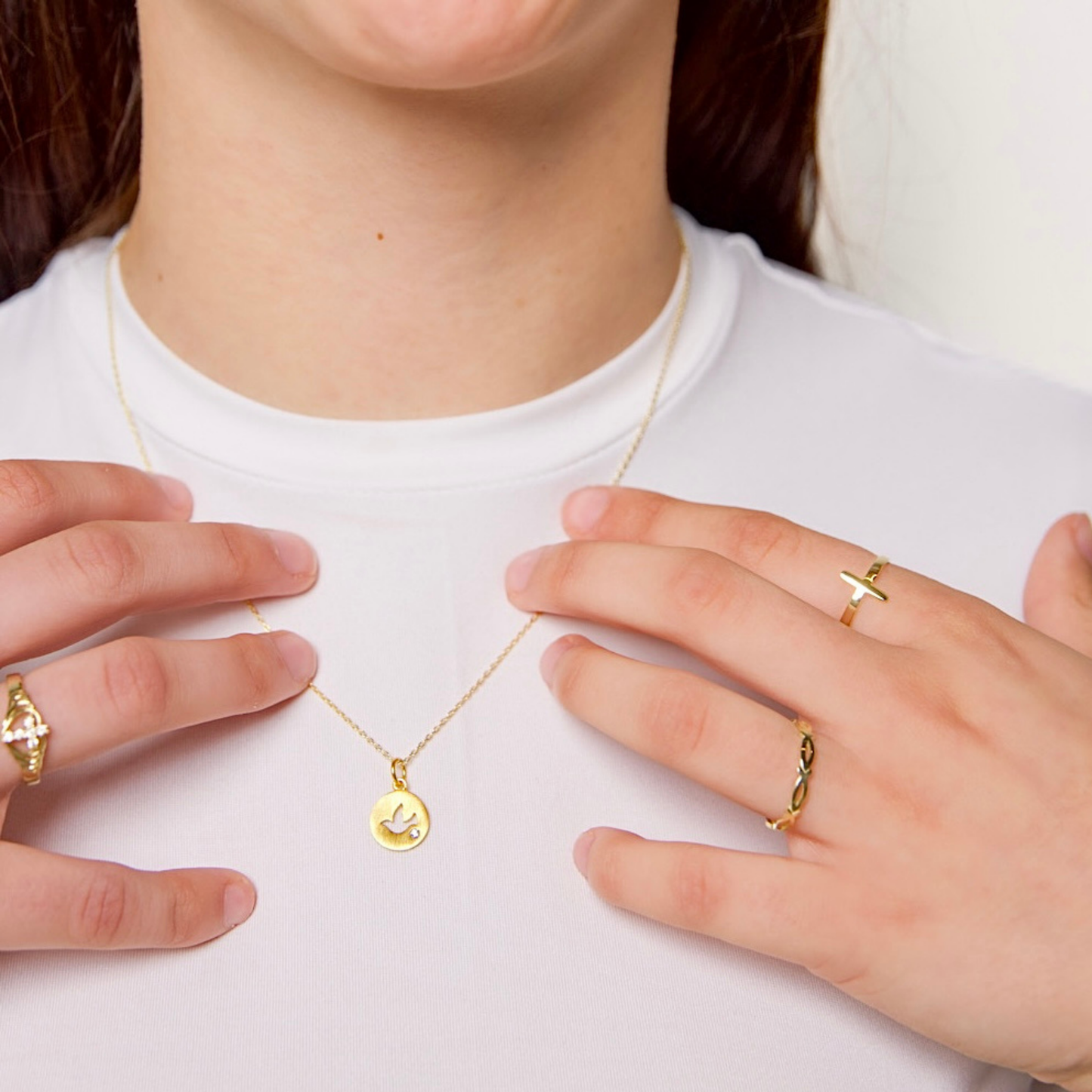 Matthew 3:16 Dove Necklace- Gold Vermeil, Sterling Silver & Rose Gold - Journeys of Faith