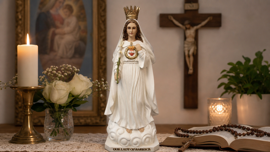 Our Lady of America 14 Inch Hand Painted Statue from Colombia #Fiat-002