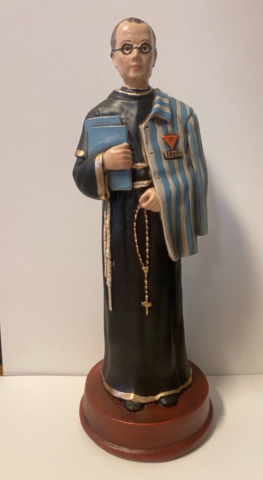 Saint Maximilian Kolbe 9-inch religious statue by Bob and Penny Lord, depicting a Christian figure in detailed craftsmanship.