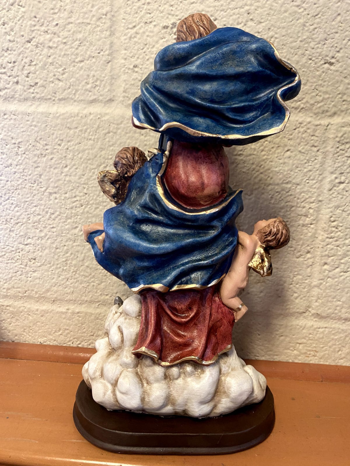 Hand-painted Our Lady Undoer of Knots 13-inch religious statue by Bob and Penny Lord, depicting a detailed Christian figurine.