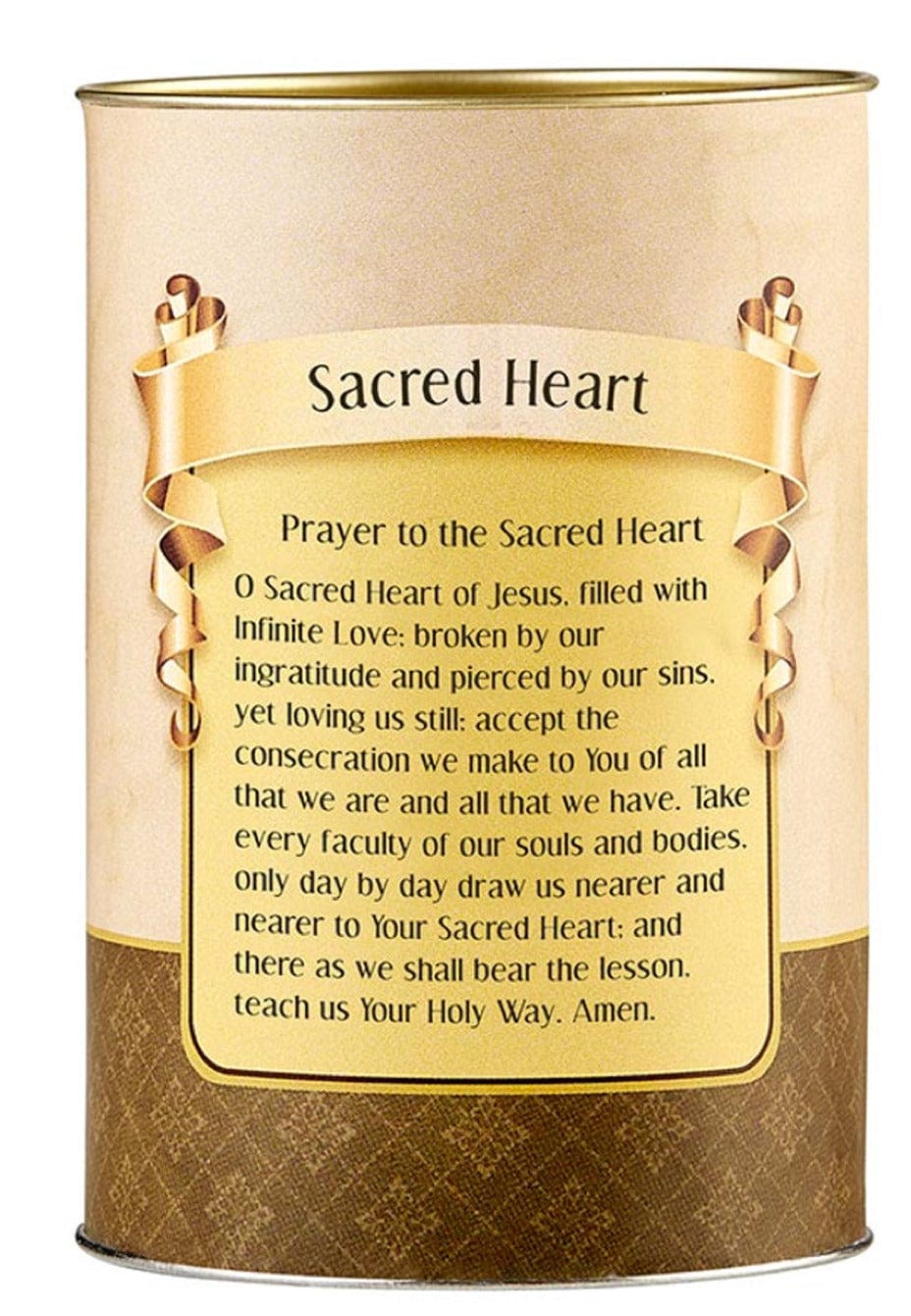 Sacred Heart of Jesus devotional candle by Bob and Penny Lord, 3.5 inches tall, featuring religious imagery and Christian symbolism.