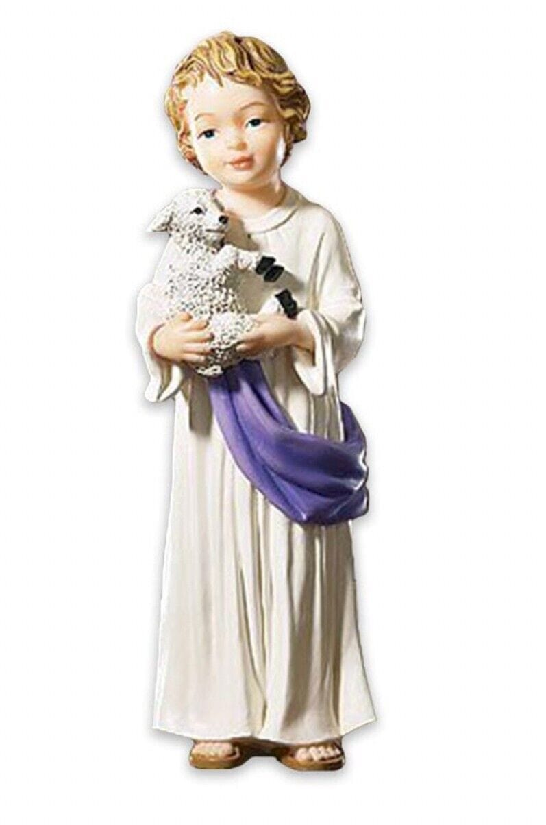 Boy Jesus with lamb 7-inch religious statue by Bob and Penny Lord, depicting a young Jesus holding a lamb.
