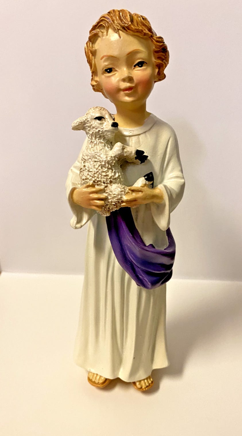 Boy Jesus with Lamb 7-inch Christian statue by Bob and Penny Lord, detailed religious figurine for collection or display.
