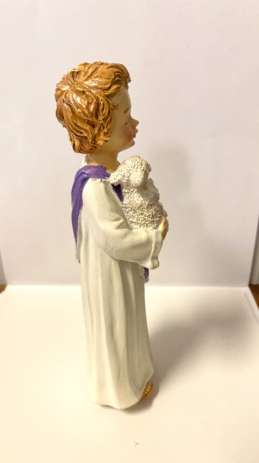 Boy Jesus with Lamb 7-inch statue by Bob and Penny Lord, detailed Christian religious figurine for collectibles.