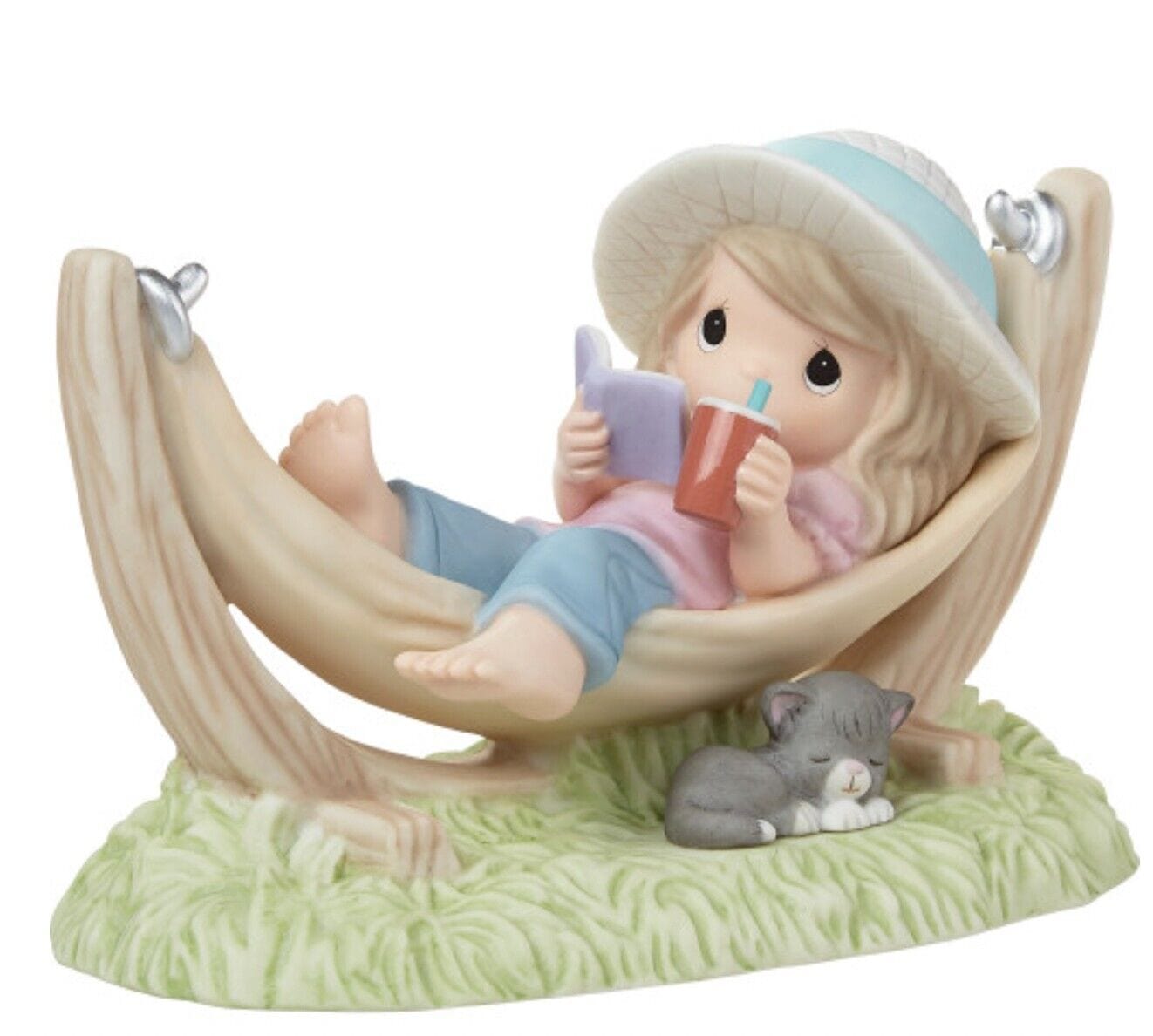 Precious Moments "Happiness is a Thought Away" figurine, decorative collectible sculpture with a joyful design.