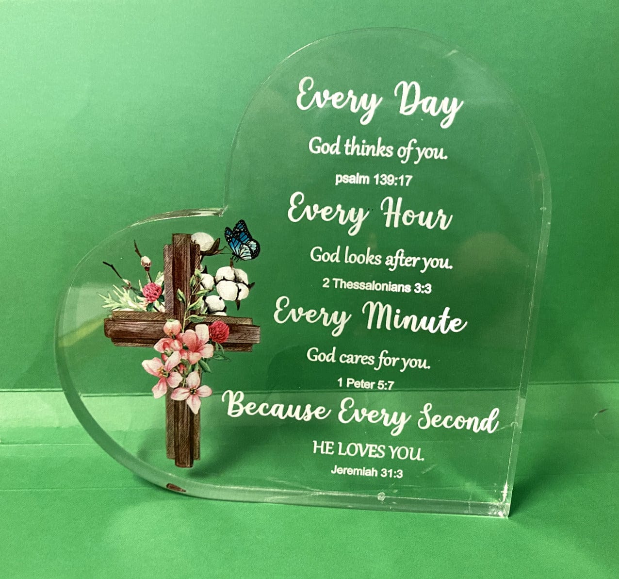 Every Day Different verses from the bible,  Acrylic Heart, New #Gftshp - Bob and Penny Lord
