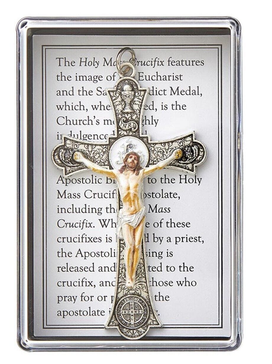 Silver tone crucifix collectible by Bob and Penny Lord, featuring a detailed Christian cross with religious symbolism.