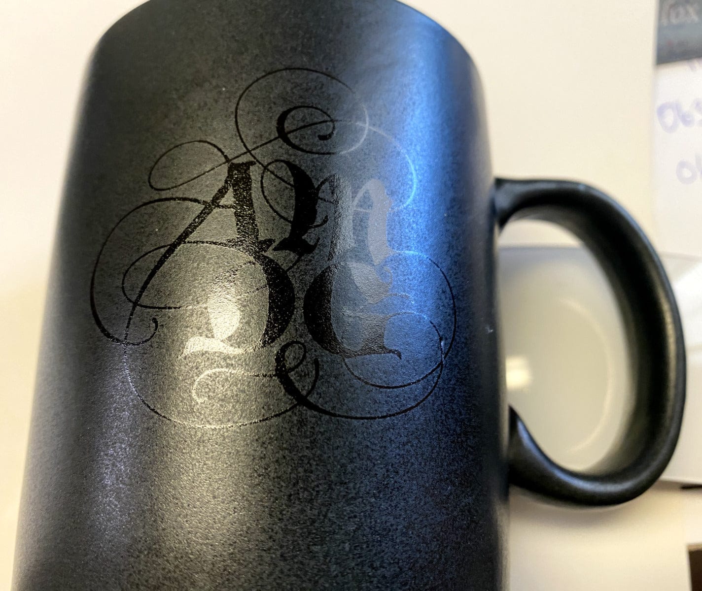 Dark gray ceramic mug with "For the Great Glory" inscription, 14 oz, from Bob and Penny Lord Christian collectibles.
