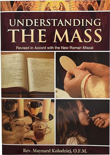 Book cover titled "Understanding the Mass Guide" by Bob and Penny Lord, featuring religious imagery and text.