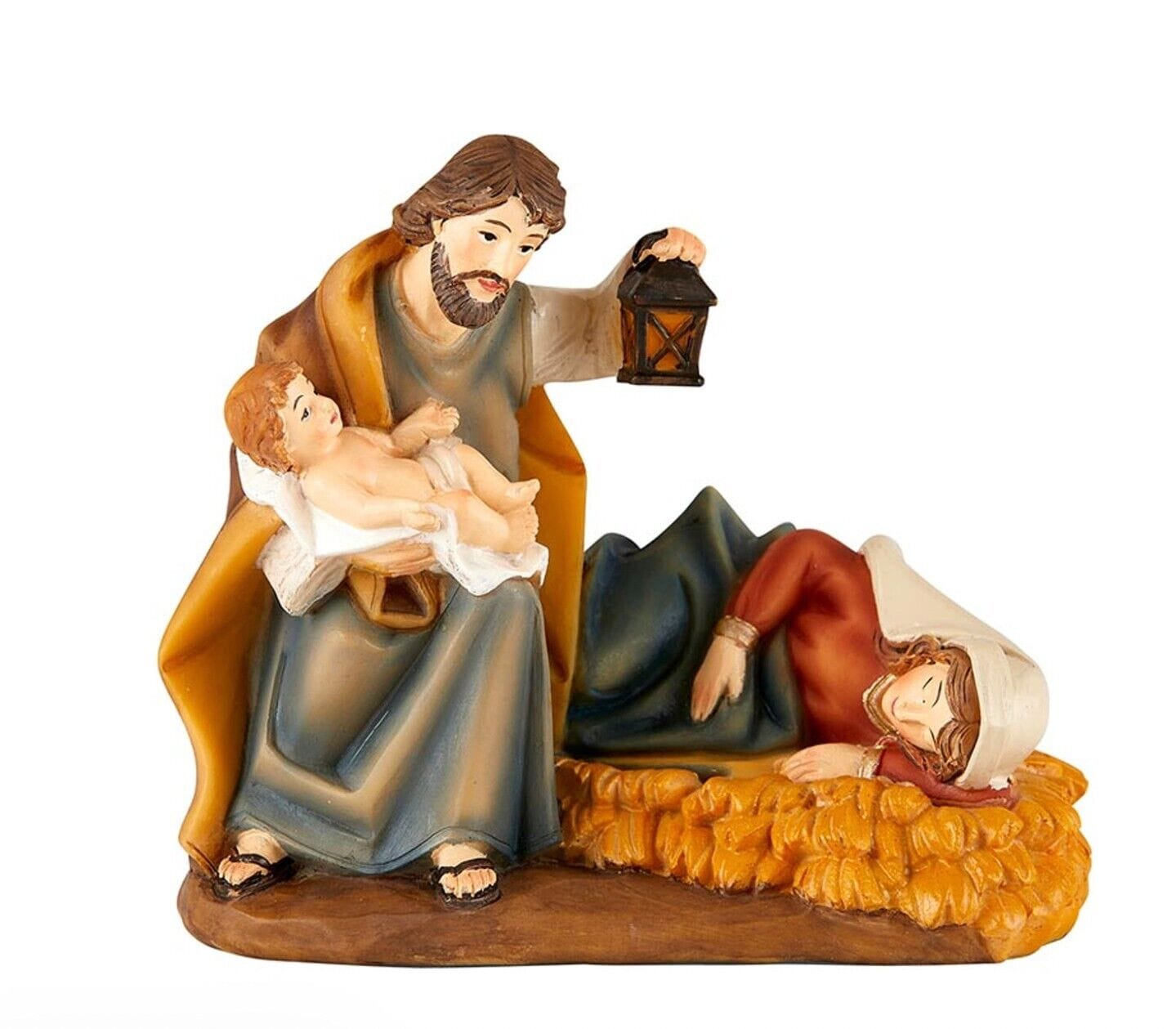 Small Mary resting nativity figurine from the holiday nativity collectibles collection, unbranded, with detailed seasonal design.