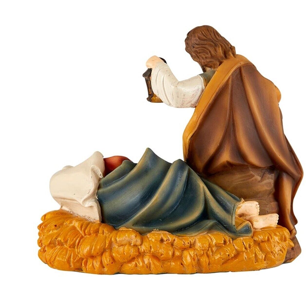 Small Mary resting Nativity figurine from the holiday collectibles collection, featuring a serene Mary figure in a nativity scene.