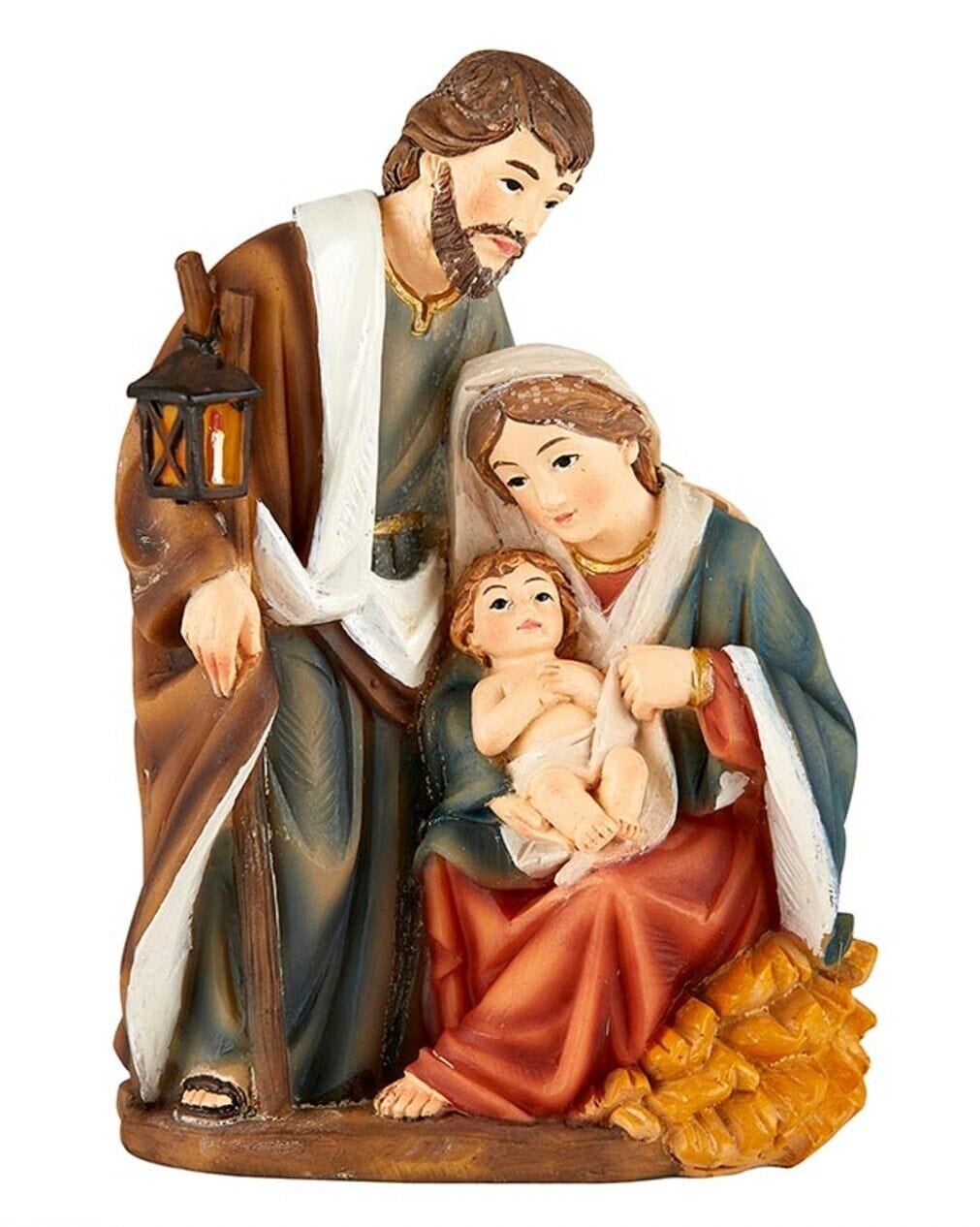 Small sitting nativity figurine, collectible holiday and seasonal nativity item, unbranded, detailed religious scene figure.