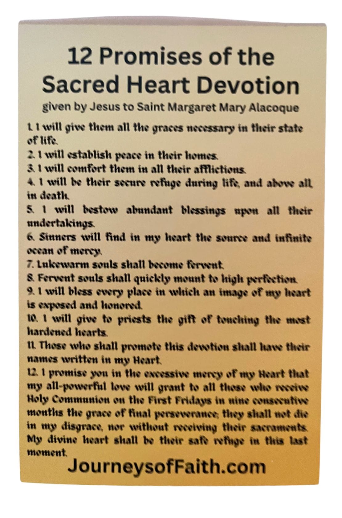 12 Promises of the Sacred Heart Devotion Prayer Cards - Bob and Penny Lord Journeys of Faith