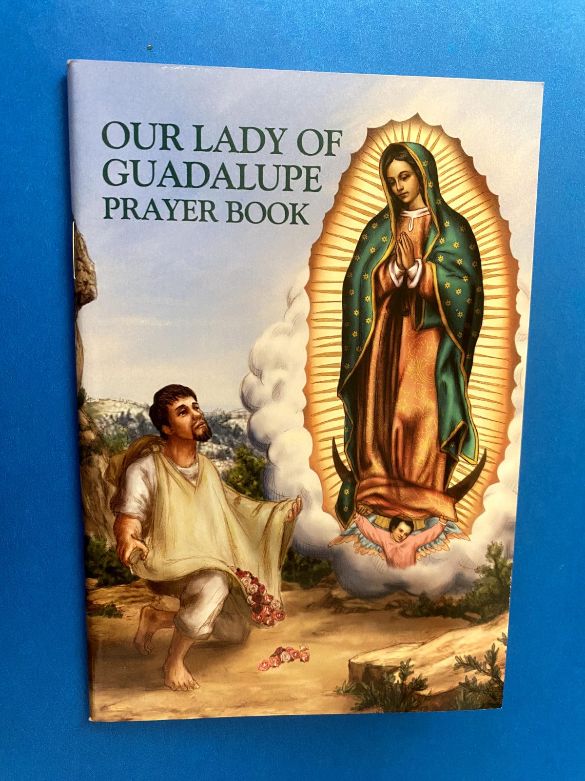 Bible-style Our Lady of Guadalupe prayer book by Bob and Penny Lord, featuring religious imagery and spiritual content.