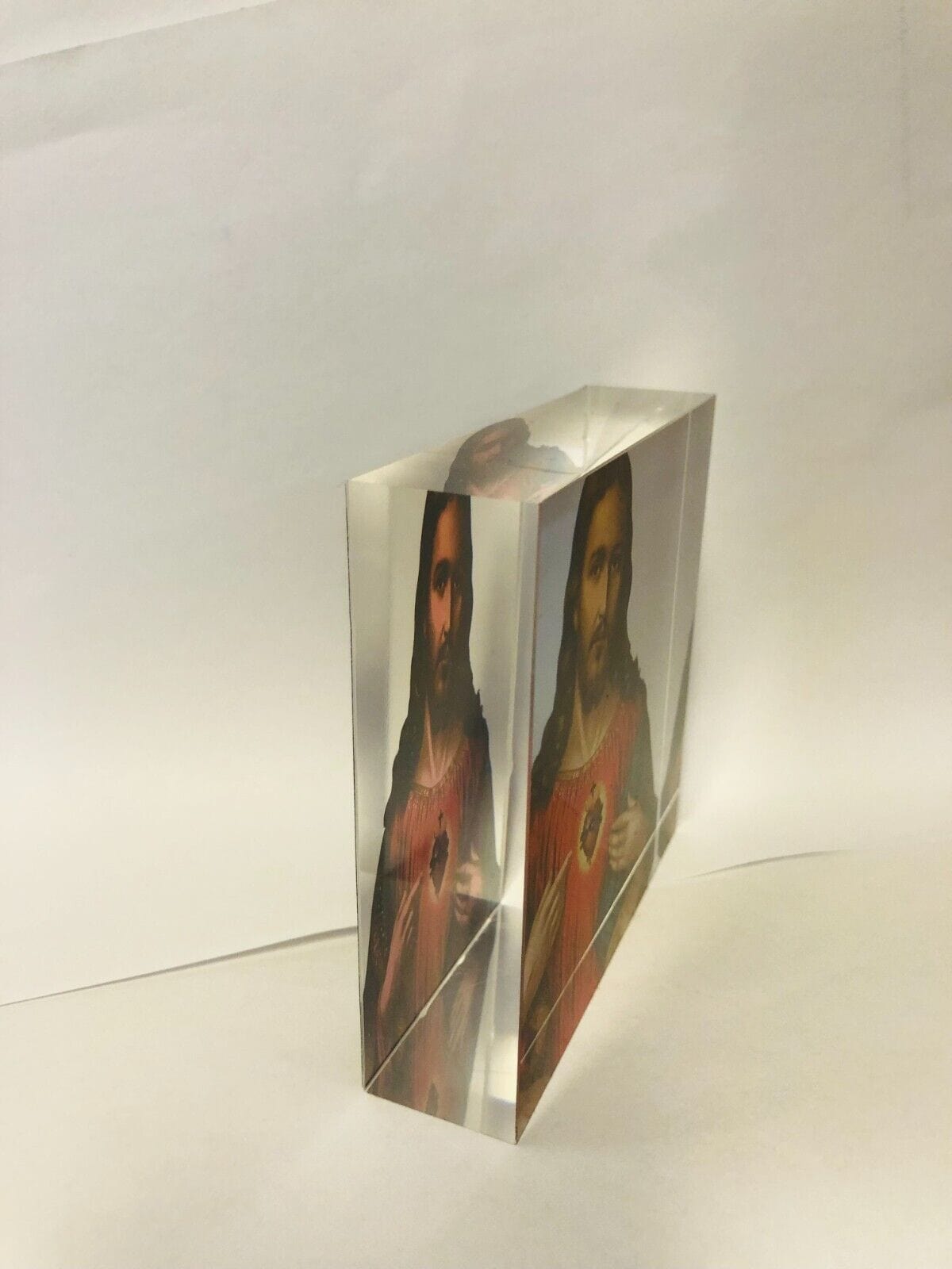 Sacred Heart of Jesus acrylic image block collectible by Bob and Penny Lord, featuring a religious Christian design.