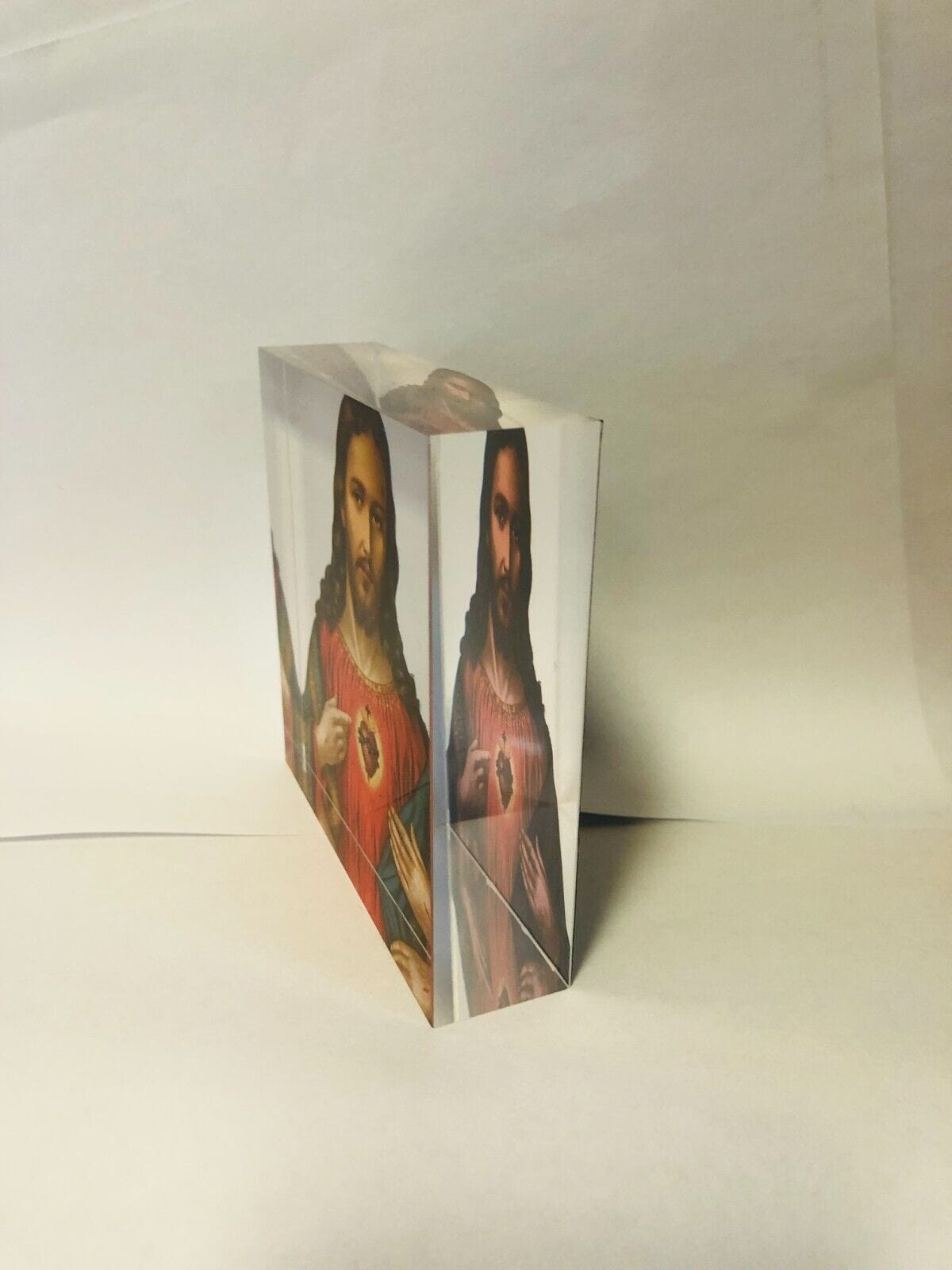 Sacred Heart of Jesus acrylic image block by Bob and Penny Lord, Christian religious collectible with detailed religious artwork.