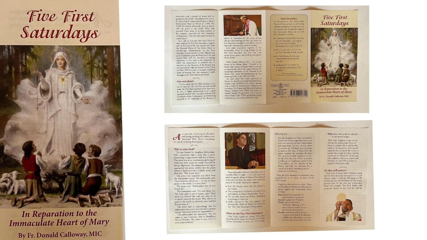 The Five First Saturdays In Reparation to the Immaculate Heart 4 Panel 5 Pack - Bob and Penny Lord Journeys of Faith